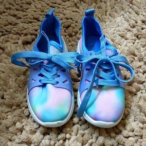 New Zone Pro girls size 11 pink blue purple rainbow sneakers stretch fabric shoe